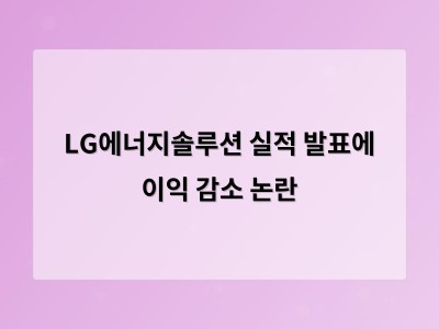 LG에너지솔루션 실적 발표에 이익 감소 논란